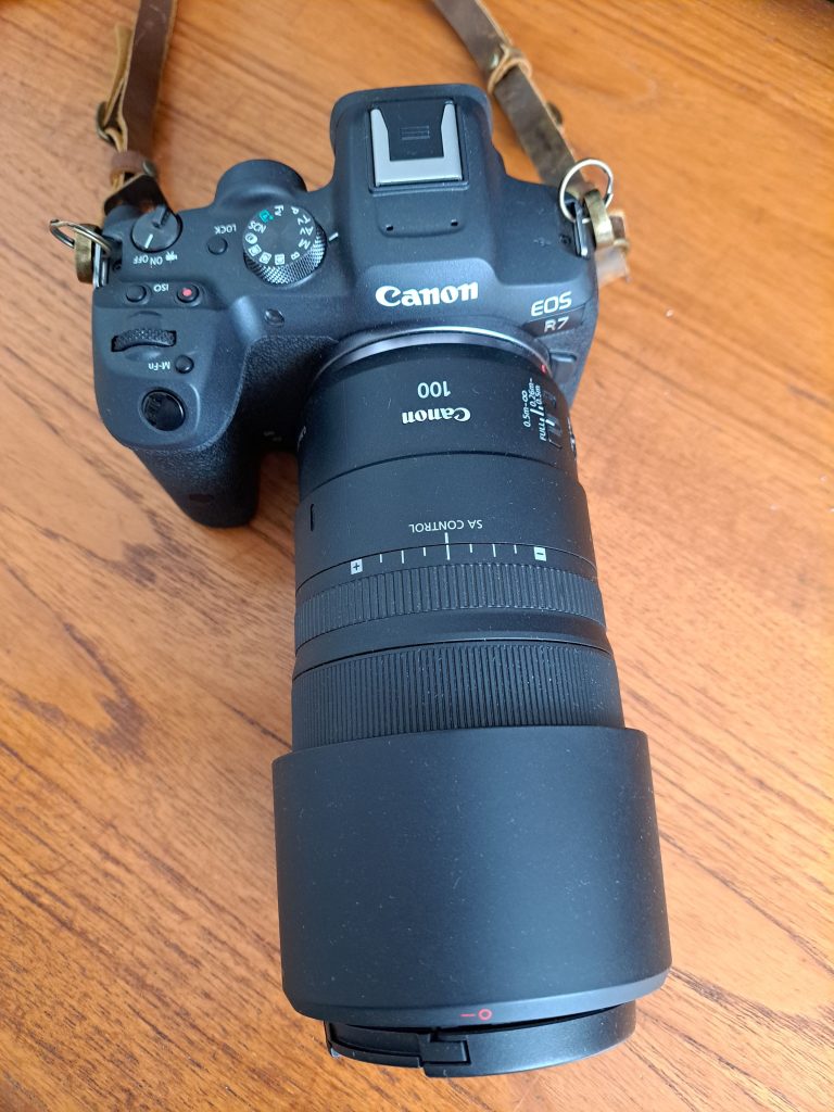 Canon EOS R7 with macro lens